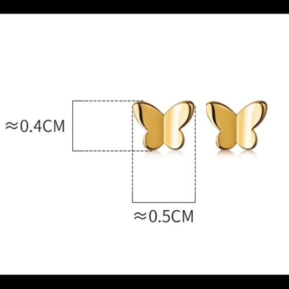 gold butterflies stud earrings-SS009 Gold - Picture 9 of 9